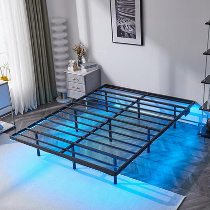 Floating Bed Frame Full with USB Charging Station/LED Lights 14'' Platform Bed
