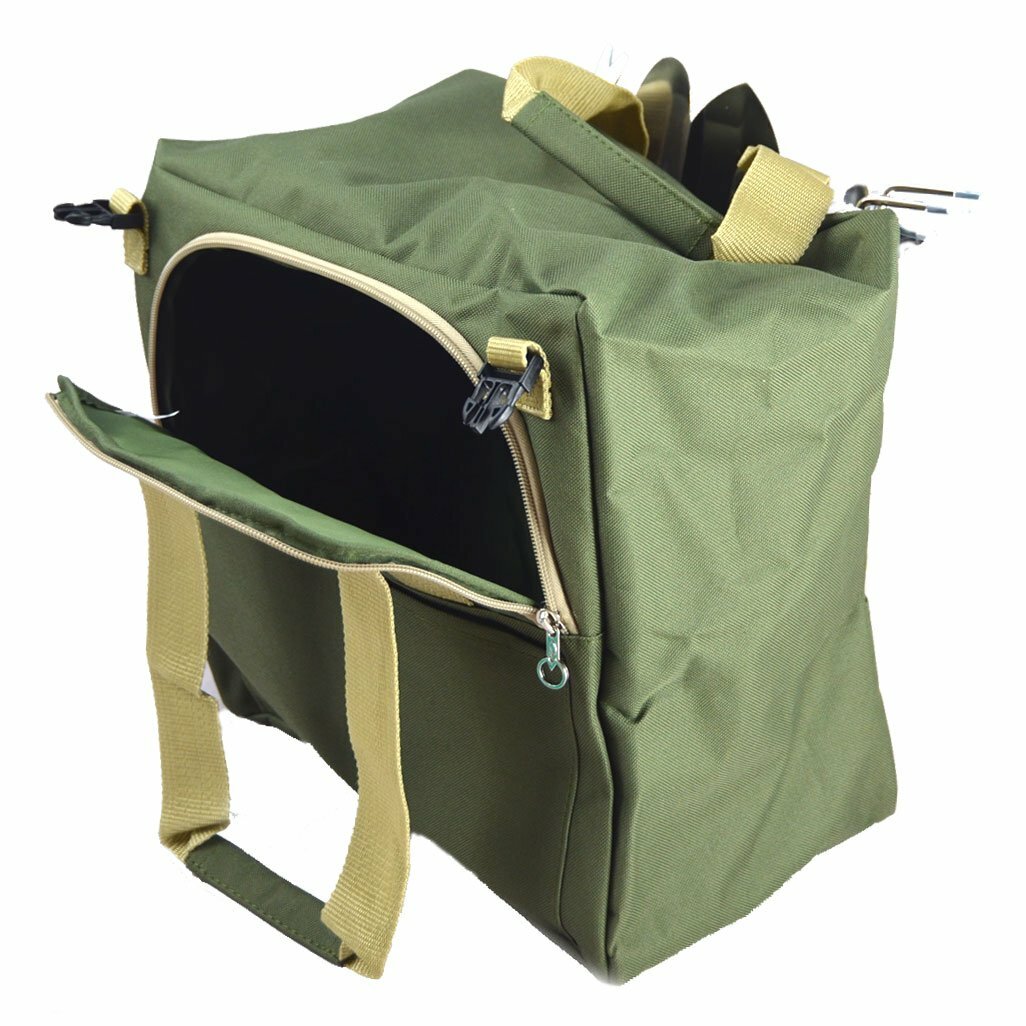 10-piece Gardening Tool Set with Zippered Detachable Tote and Folding Stool Seat