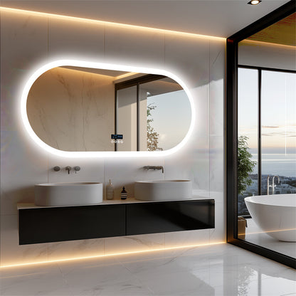 LED Bathroom Mirror Anti-fog Wall Vanity Mirror Bluetooth Intelligent Display HD