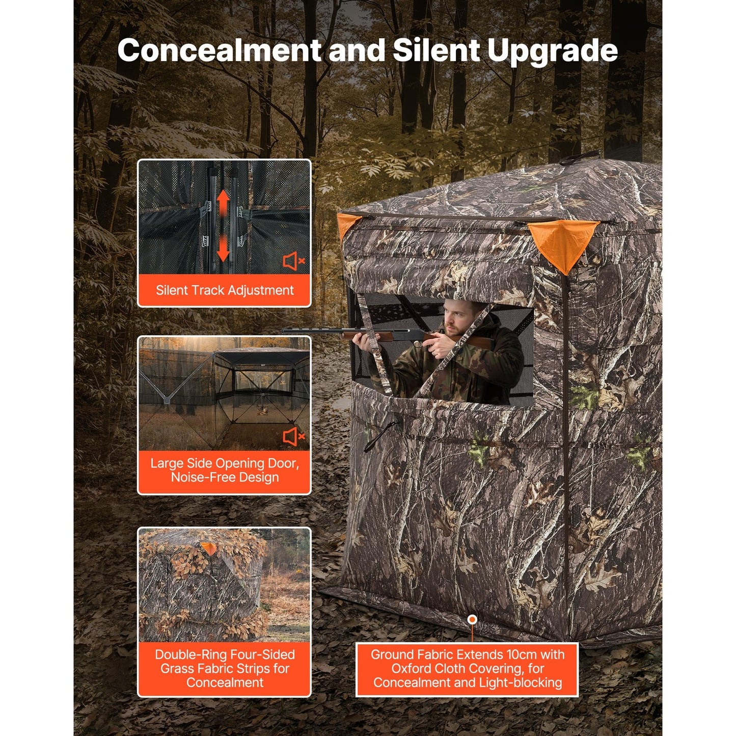 Uimoso Hunting Blind See Through Ground Deer Blinds 2-3 Person Carrying Bag
