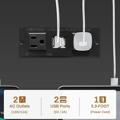 L Shaped Computer Desk, 63" Reversible Office Desk w/Storage Shelves &LED Lights