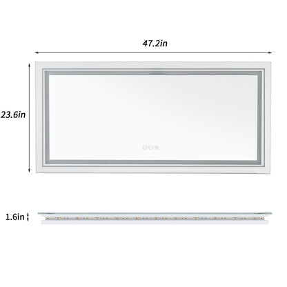 Jumbo LED Lighted Bathroom Mirror Touch Button Anti Fog Dimmable V&H Wall Mount