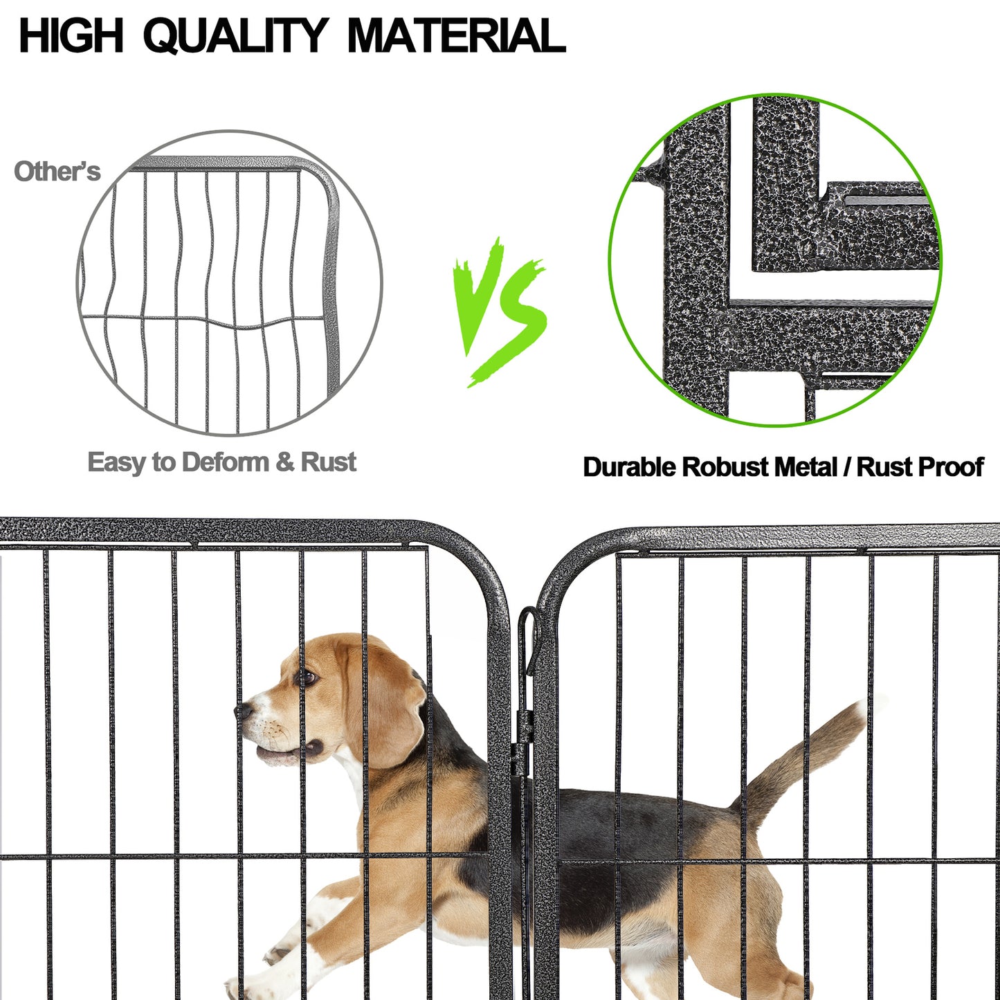 Dog Playpen 32" Large Metal Exercise Puppy Pen Pet Fence Outdoor 16 Panels Black
