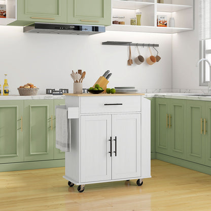 HOMCOM Kitchen Island with Storage and Power Outlets, Rolling Kitchen Cart
