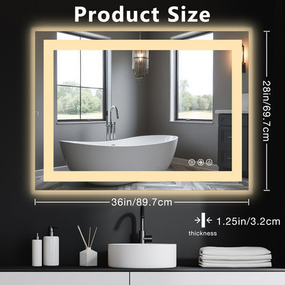 28''/32''/36'' Anti-fog LED Mirror Bathroom,Rectangle Smart Memory Vanity Mirror