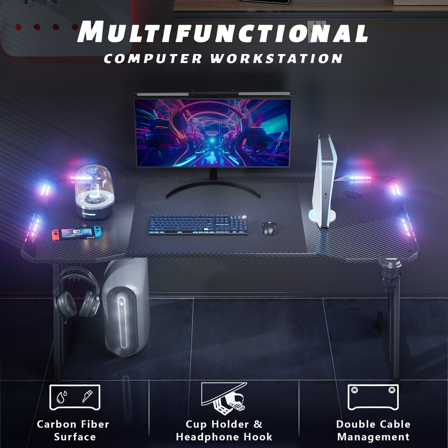 47/55/63 Inch LED Gaming Desk Gaming Table RGB Computer Desk Gamer Workstations