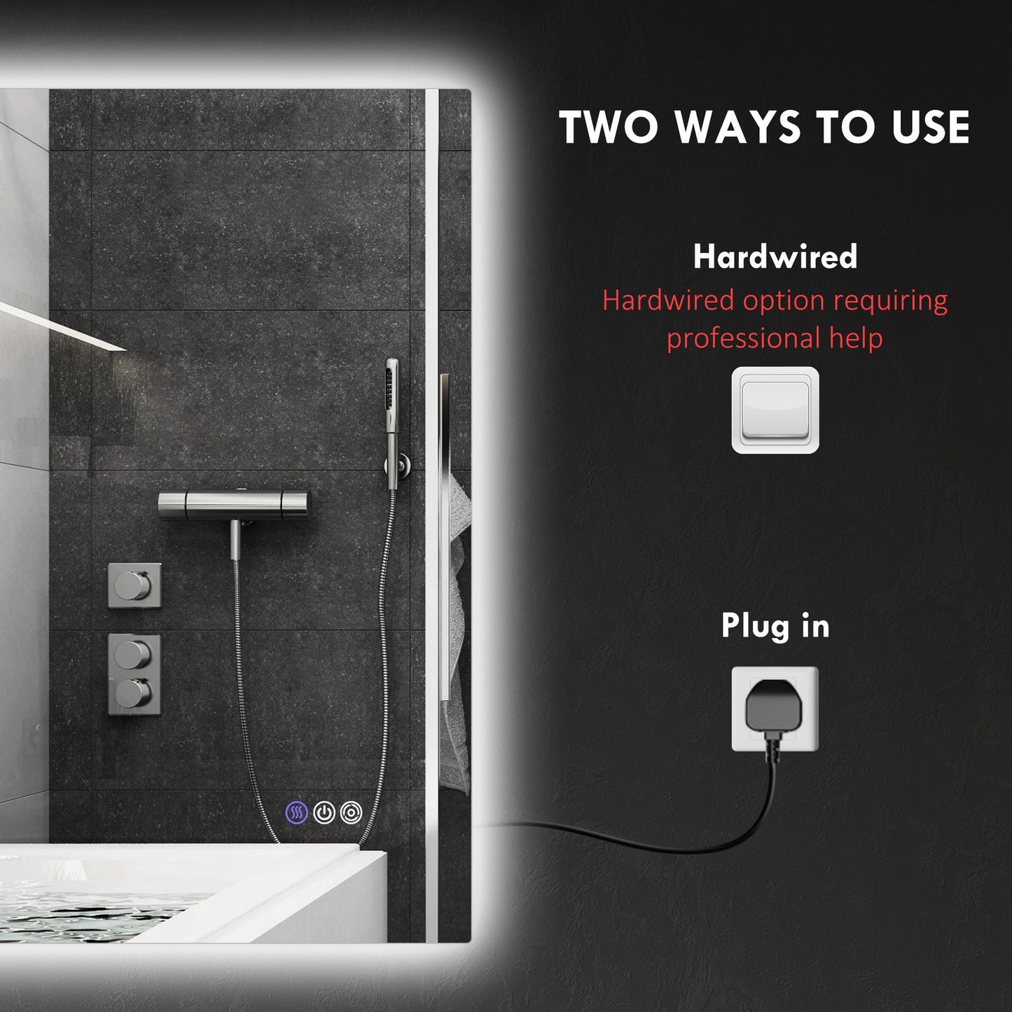 32" x 24" Dimmable LED Bathroom Mirror w/ Infinite Color Temp