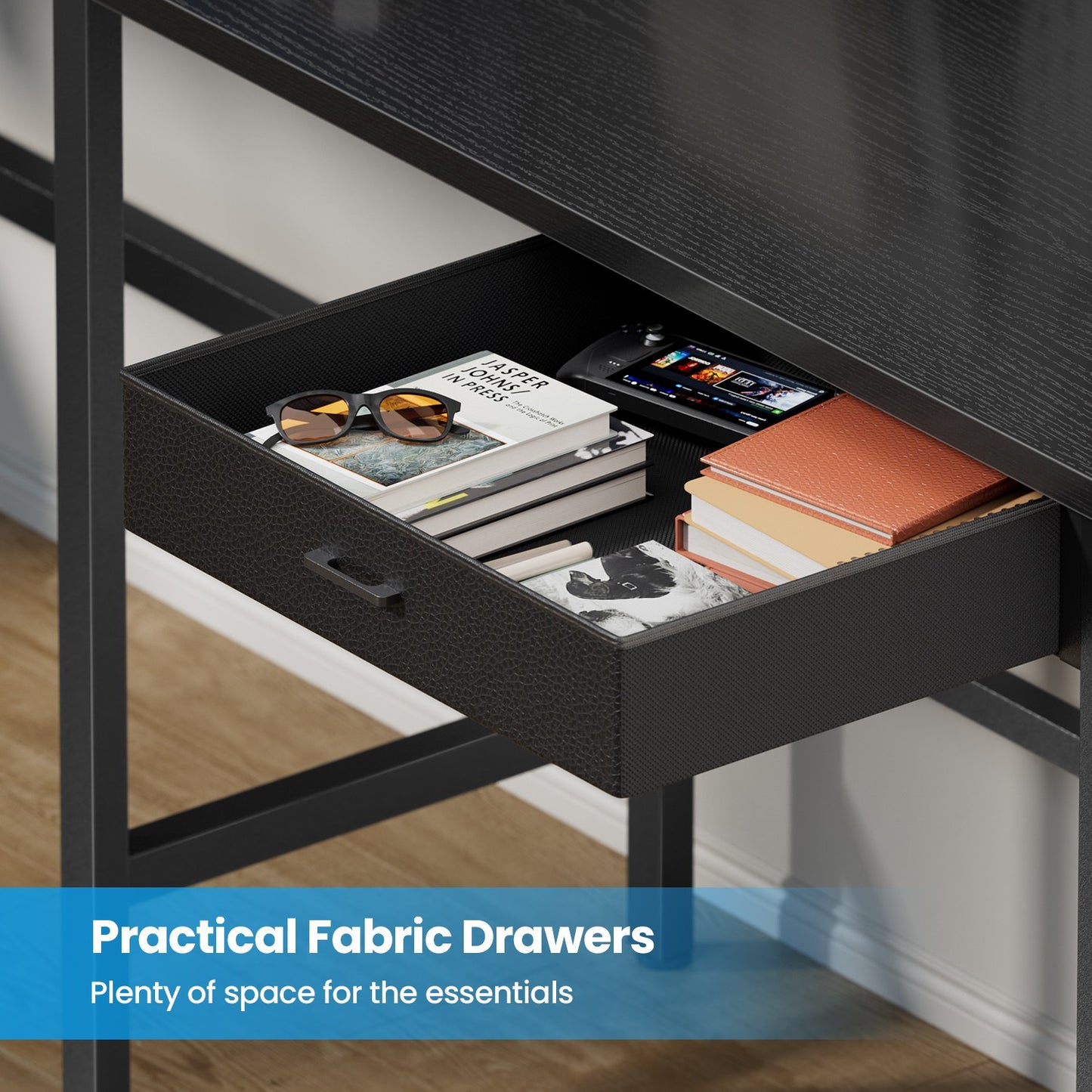 L Shaped Gaming Desk with LED & Power Outlets, Computer Desk with Monitor Stand