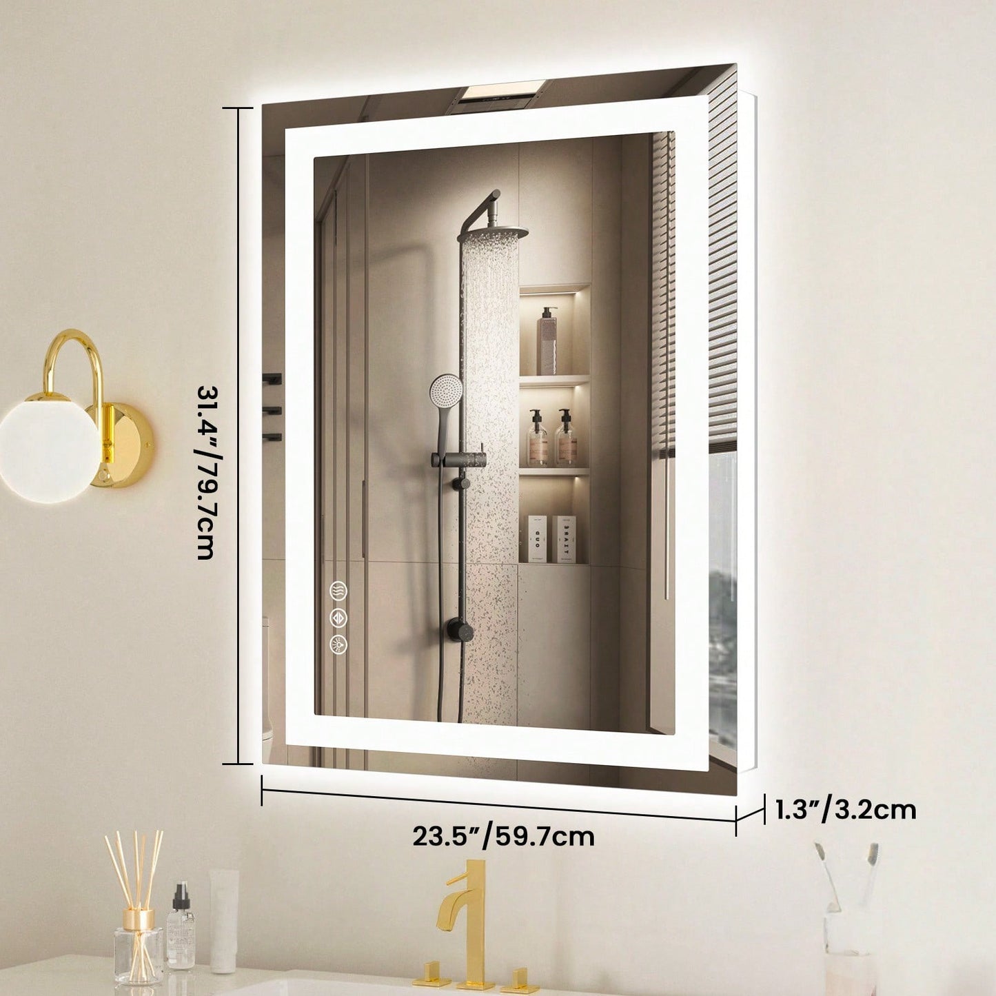 OLIXIS OLIXIS LED Bathroom Vanity Mirror For Wall With Anti-Fog, Dimmable-ZengA