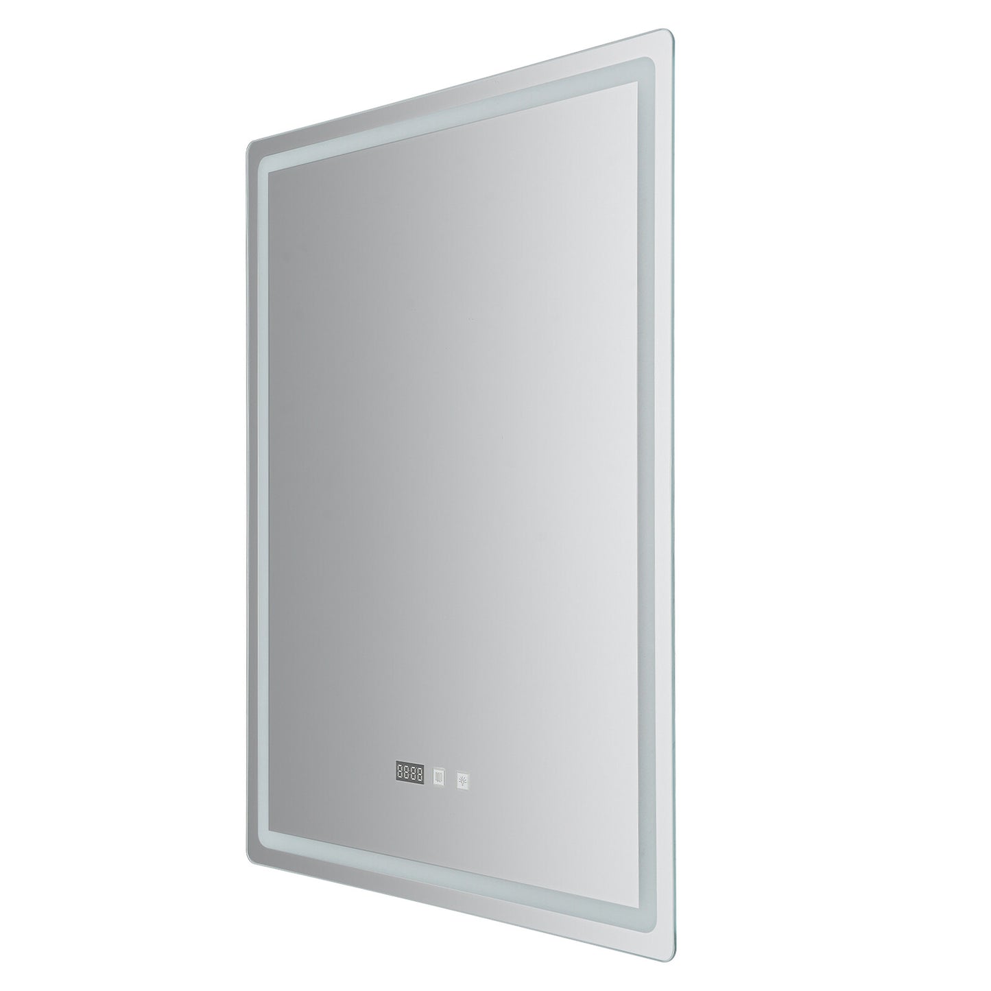 Dimmable LED Bathroom Mirror with Anti-Fog Function and Time Display 60×80 cm