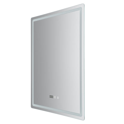 Dimmable LED Bathroom Mirror with Anti-Fog Function and Time Display 60×80 cm