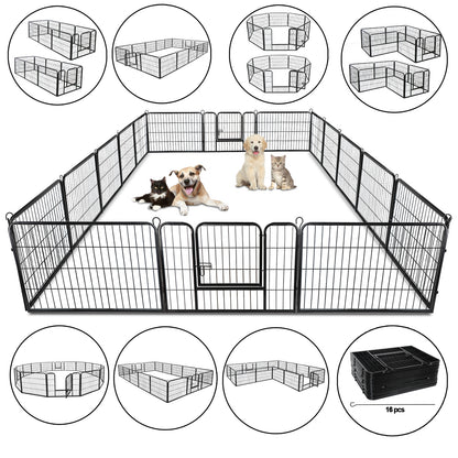 16 Panels Dog Pen Pet Playpen Kennel Fence Puppy Exercise Barrier Outdoor Indoor