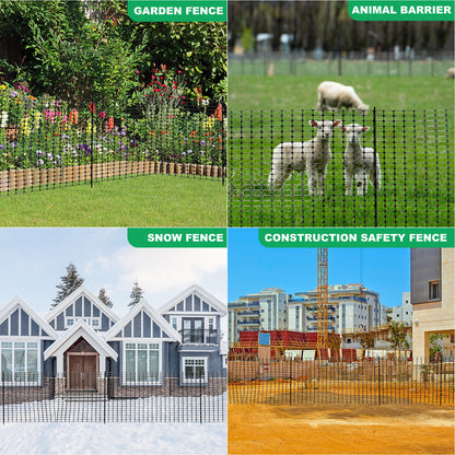 NAIZEA Garden Fence,Snow Fence Temporary Fence Plastic Fence with Posts & Stake