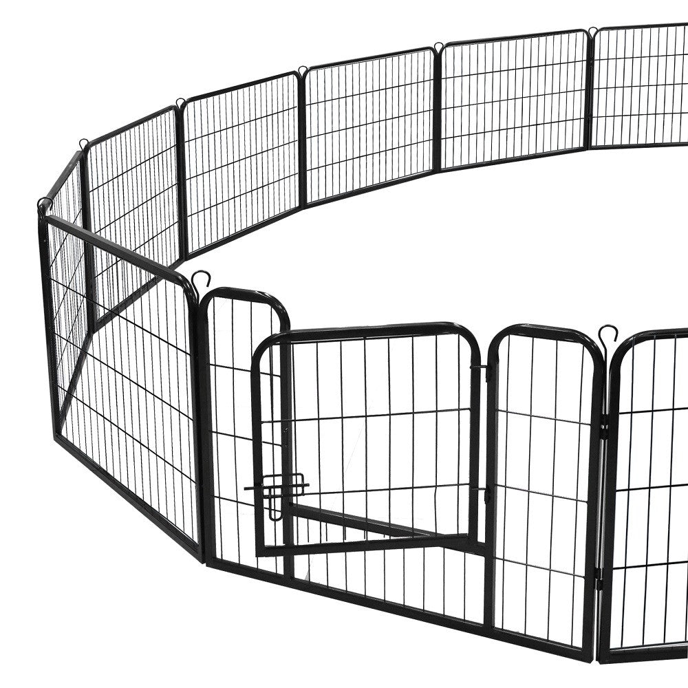 24" Heavy Duty Metal Dog Cat Exercise Fence Playpen Kennel 16 Panel Safe For Pet