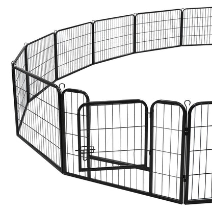 24" Heavy Duty Metal Dog Cat Exercise Fence Playpen Kennel 16 Panel Safe For Pet