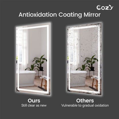 20x28'' LED Bathroom Mirror Wall Vanity Mirror Dimmable Anti-fog Tempered Glass