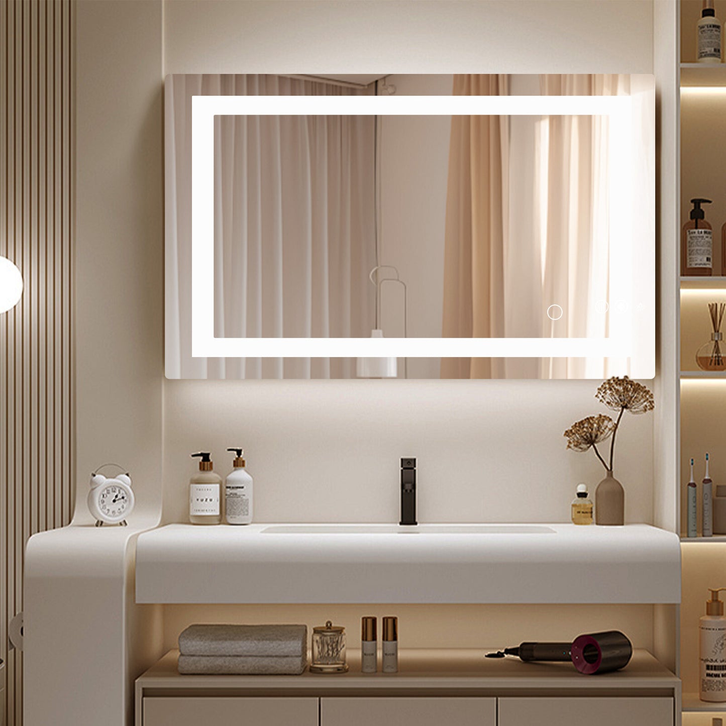 28''/32''/36'' Anti-fog LED Mirror Bathroom,Rectangle Smart Memory Vanity Mirror