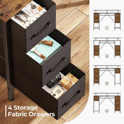 Computer Desk 47.2" with LED Lights & Power Outlets, Home Office Desk with 4 ...
