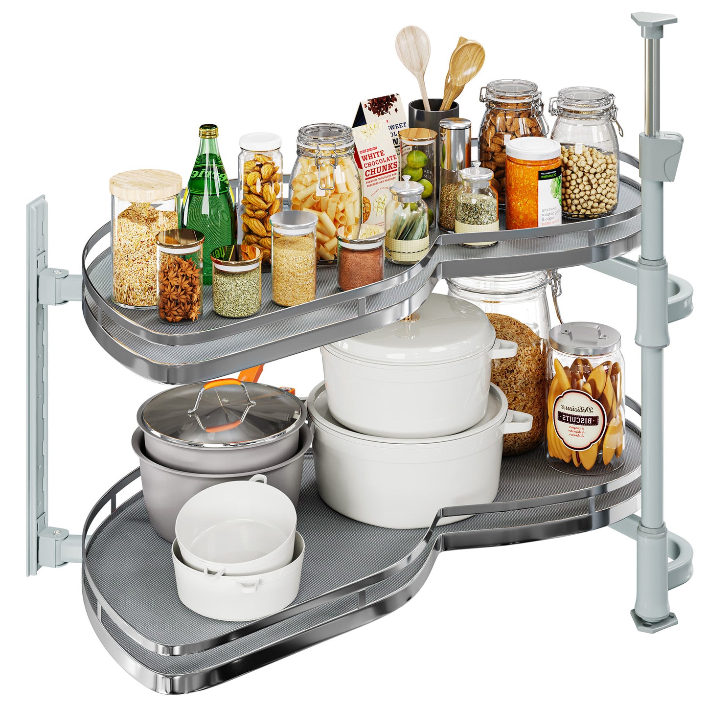 2 Tier Swing Tray Left Blind Corner Kitchen Cabinet Pull Out Organizer for 36"