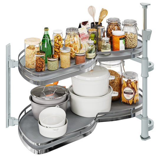 2 Tier Swing Tray Left Blind Corner Kitchen Cabinet Pull Out Organizer for 36"