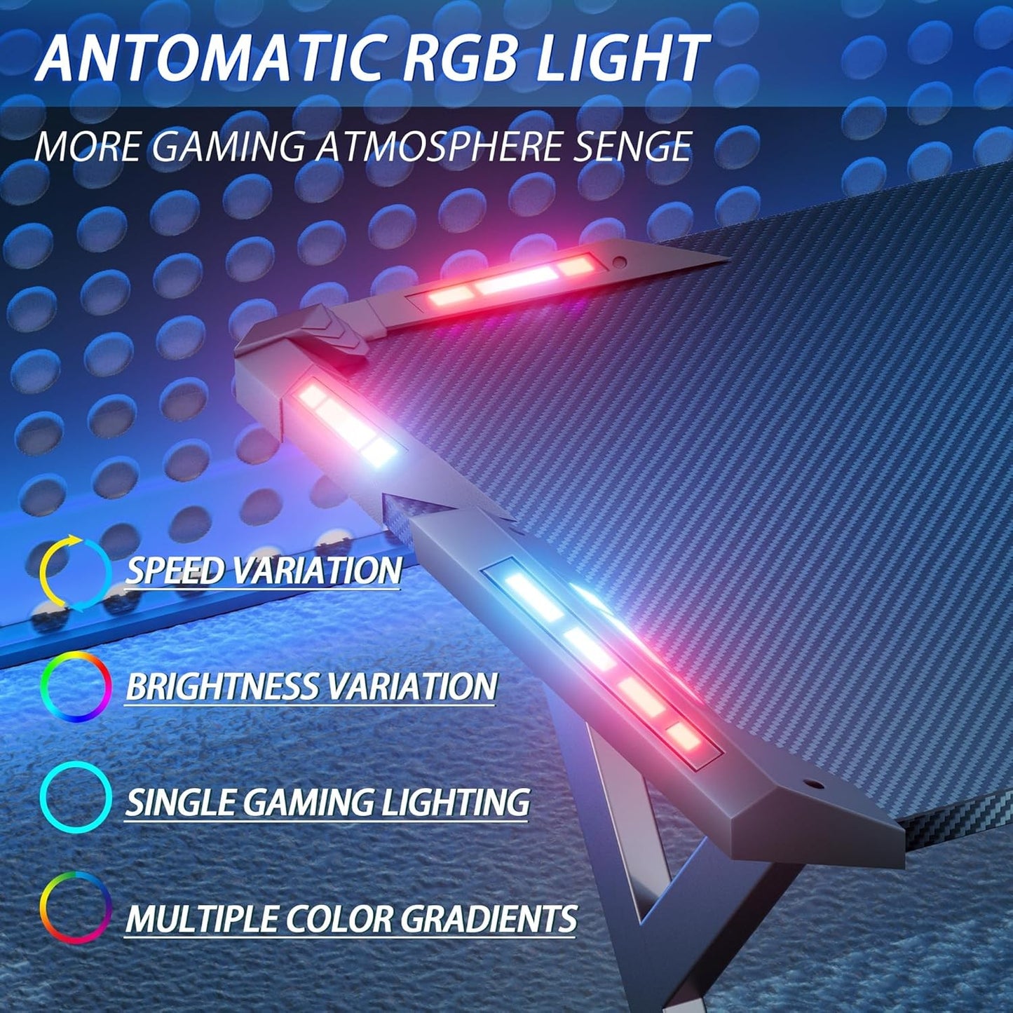 40/47/55/63 inch Gaming Desk with LED RGB Ergonomic Computer Table Gamer Desk