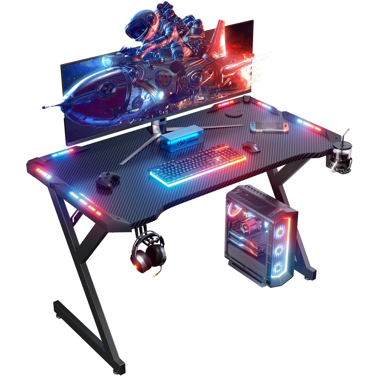 40/47/55/63 inch Gaming Desk with LED RGB Ergonomic Computer Table Gamer Desk