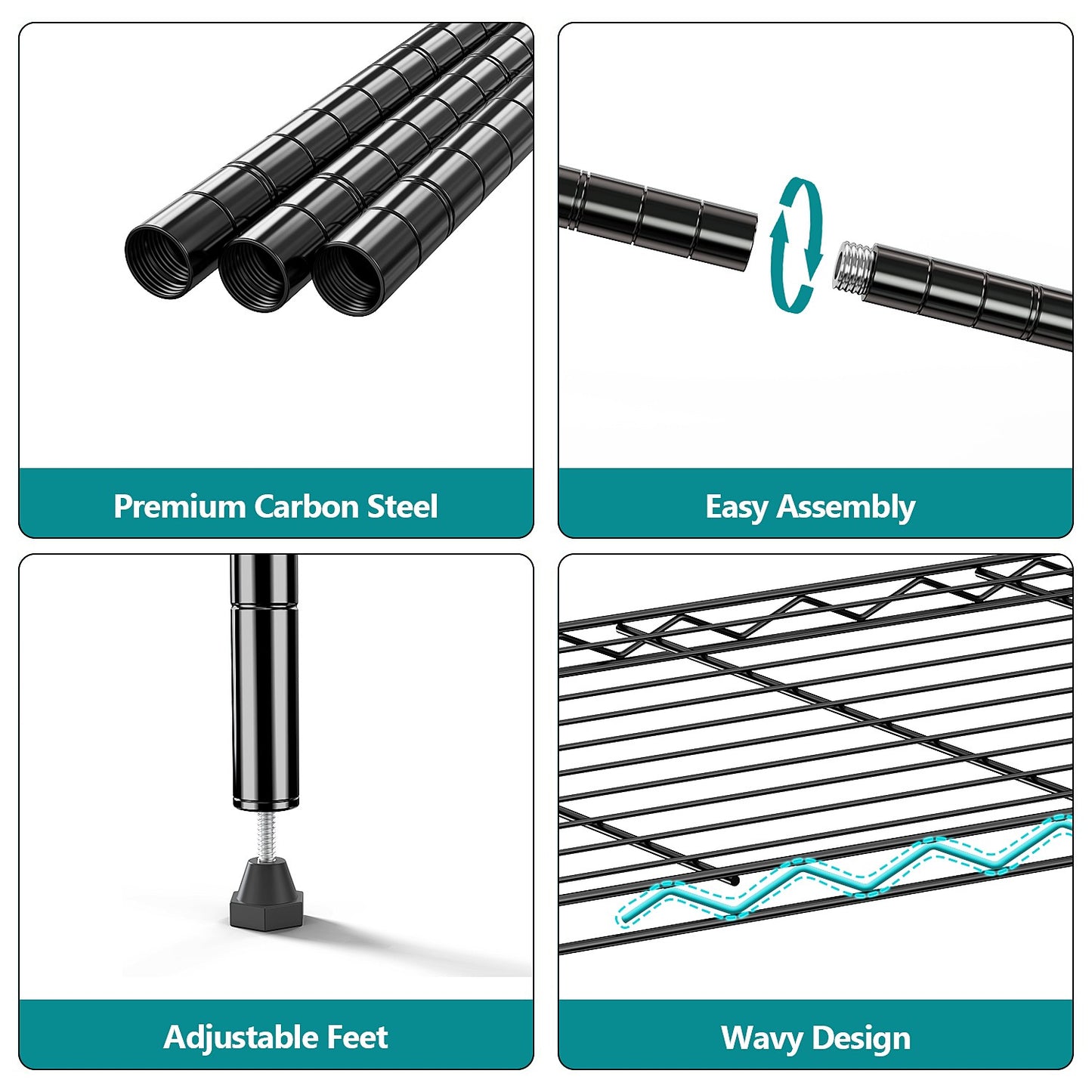 5 Tier Wire Kitchen Pantry Shelf Rack Steel Shelves Metal Shelving Storage Units