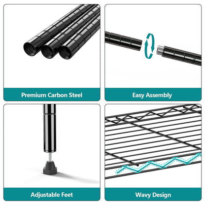 5 Tier Wire Kitchen Pantry Shelf Rack Steel Shelves Metal Shelving Storage Units