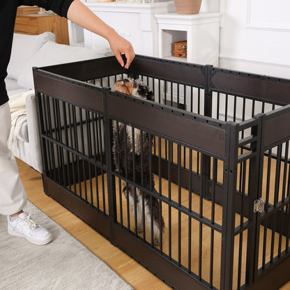 Wooden Adjustable Dog Playpen Pet Fence Heavy Duty Exercise Pen Furniture Style