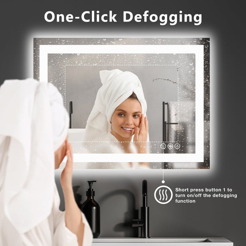 LED Bathroom Vanity Mirror Anti-Fog Lighted Smart Mirror Adjustable Brightness