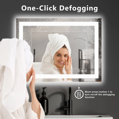 LED Bathroom Vanity Mirror Anti-Fog Lighted Smart Mirror Adjustable Brightness