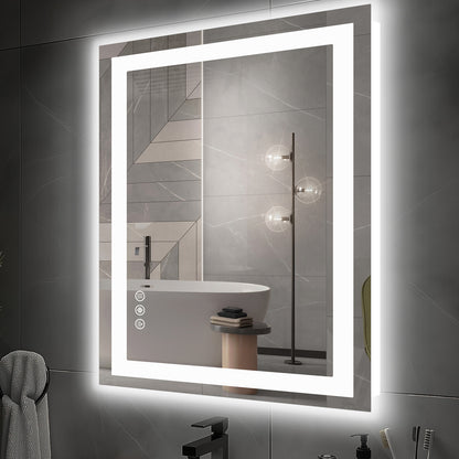 Dual LED Lighted Bathroom Mirror,Smart Memory Function,Anti-Fog Vanity Mirror