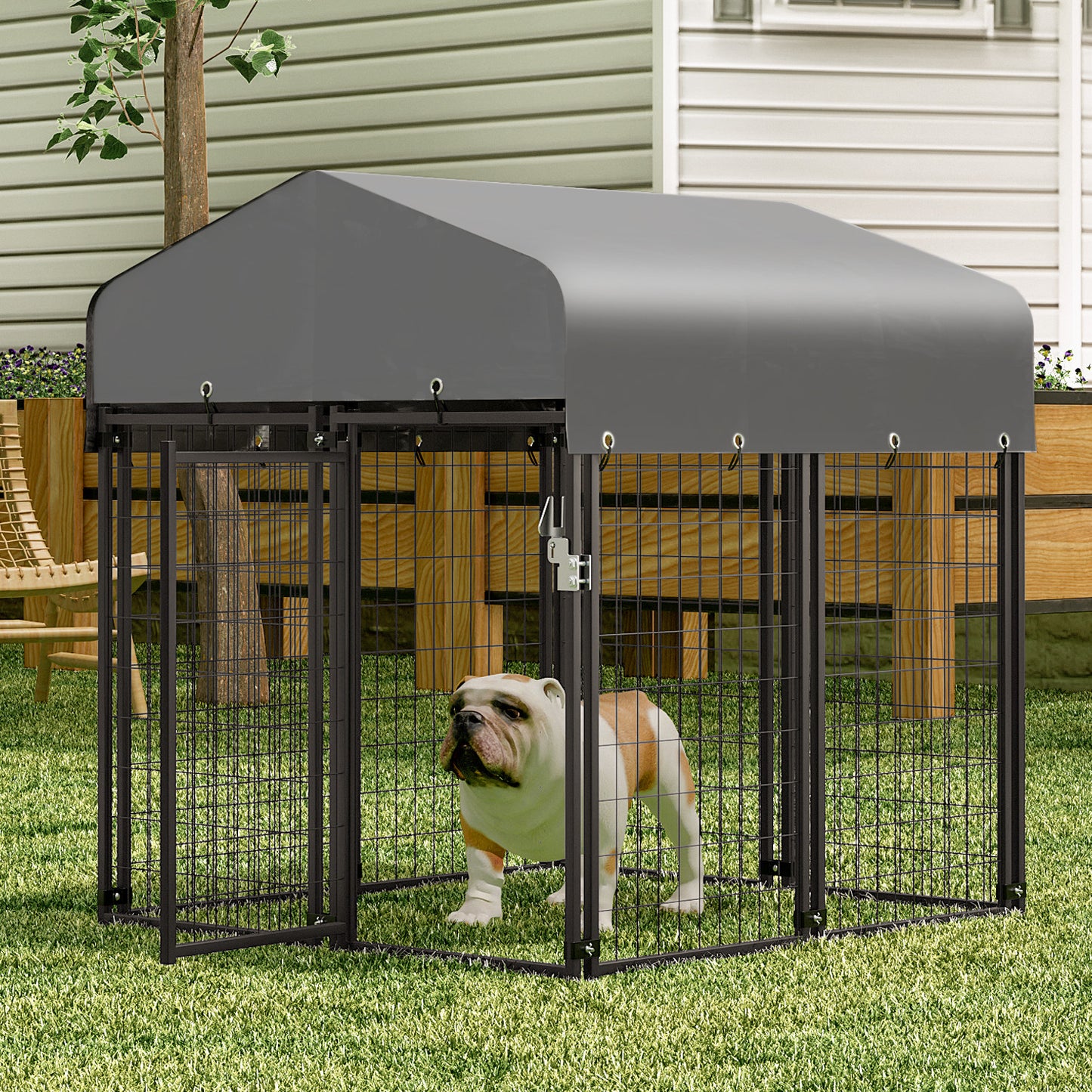 Outdoor Dog Kennel Playpen Animal Run Pet Enclosure Crate Fence w/UV-Proof Roof