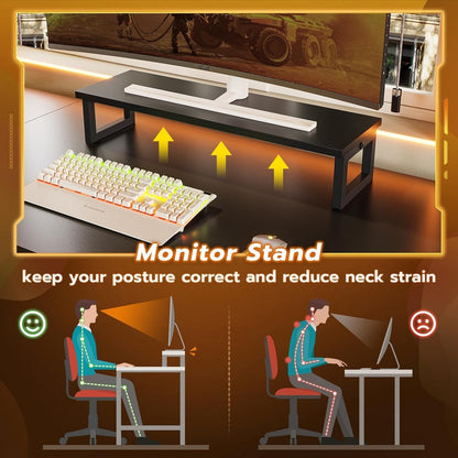L Shaped Gaming Desk with LED Lights&Monitor Stand Computer Desk for Home Office