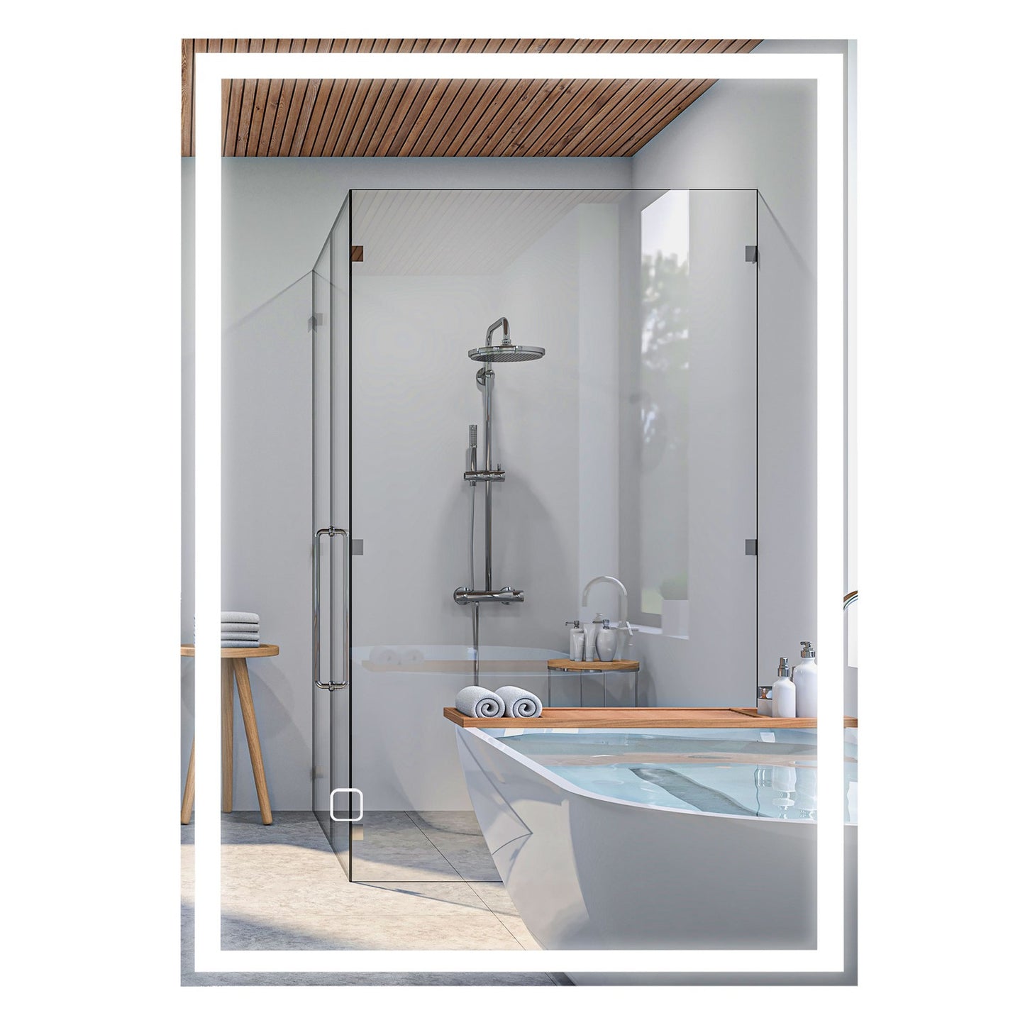 Dimmable Bathroom Mirror with LED Lights, 3 Colors, Memory Function