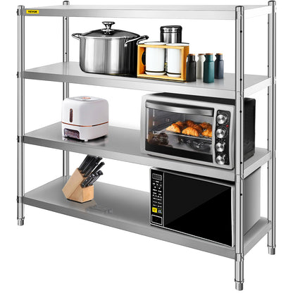VEVOR Stainless Steel Shelving Heavy Duty Kitchen Shelf 4/5Tier Solid/Perforated