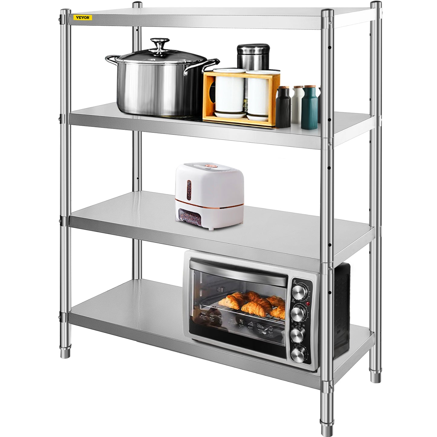 VEVOR Stainless Steel Shelving Heavy Duty Kitchen Shelf 4/5Tier Solid/Perforated