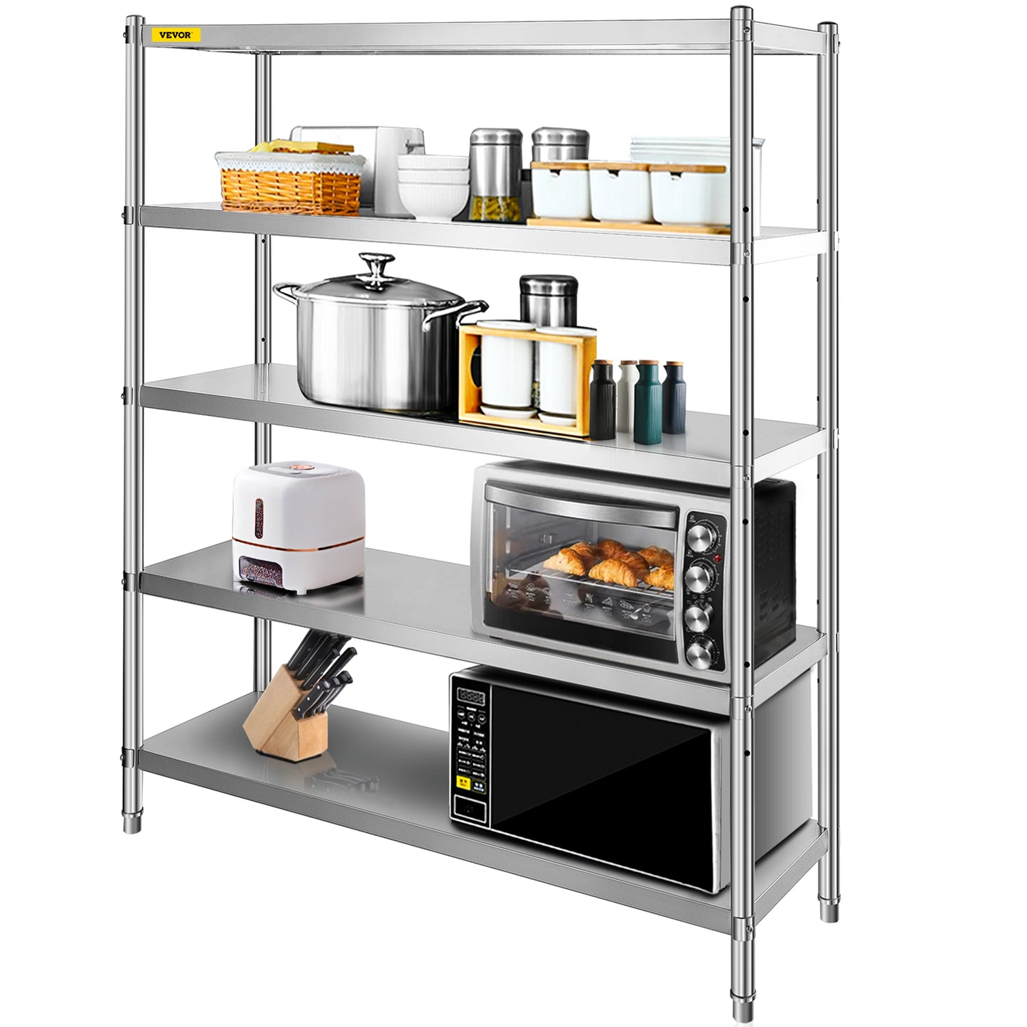 VEVOR Stainless Steel Shelving Heavy Duty Kitchen Shelf 4/5Tier Solid/Perforated