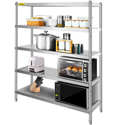 VEVOR Stainless Steel Shelving Heavy Duty Kitchen Shelf 4/5Tier Solid/Perforated
