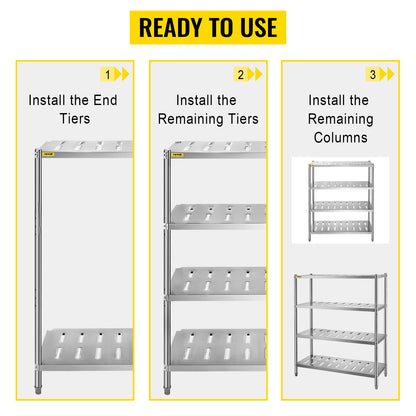 VEVOR Stainless Steel Shelving Heavy Duty Kitchen Shelf 4/5Tier Solid/Perforated