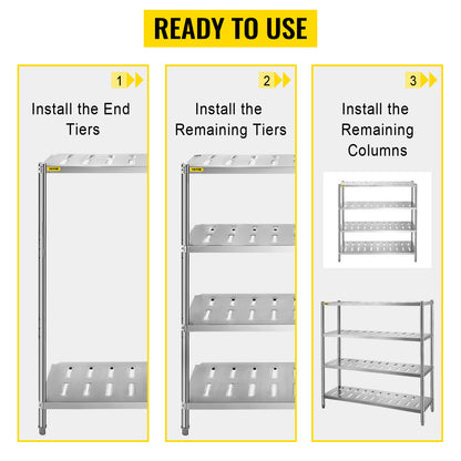VEVOR Stainless Steel Shelving Heavy Duty Kitchen Shelf 4/5Tier Solid/Perforated