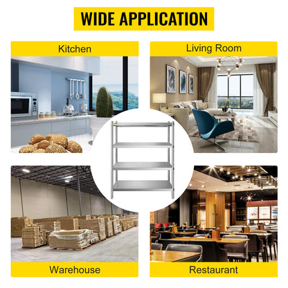 VEVOR Stainless Steel Shelving Heavy Duty Kitchen Shelf 4/5Tier Solid/Perforated