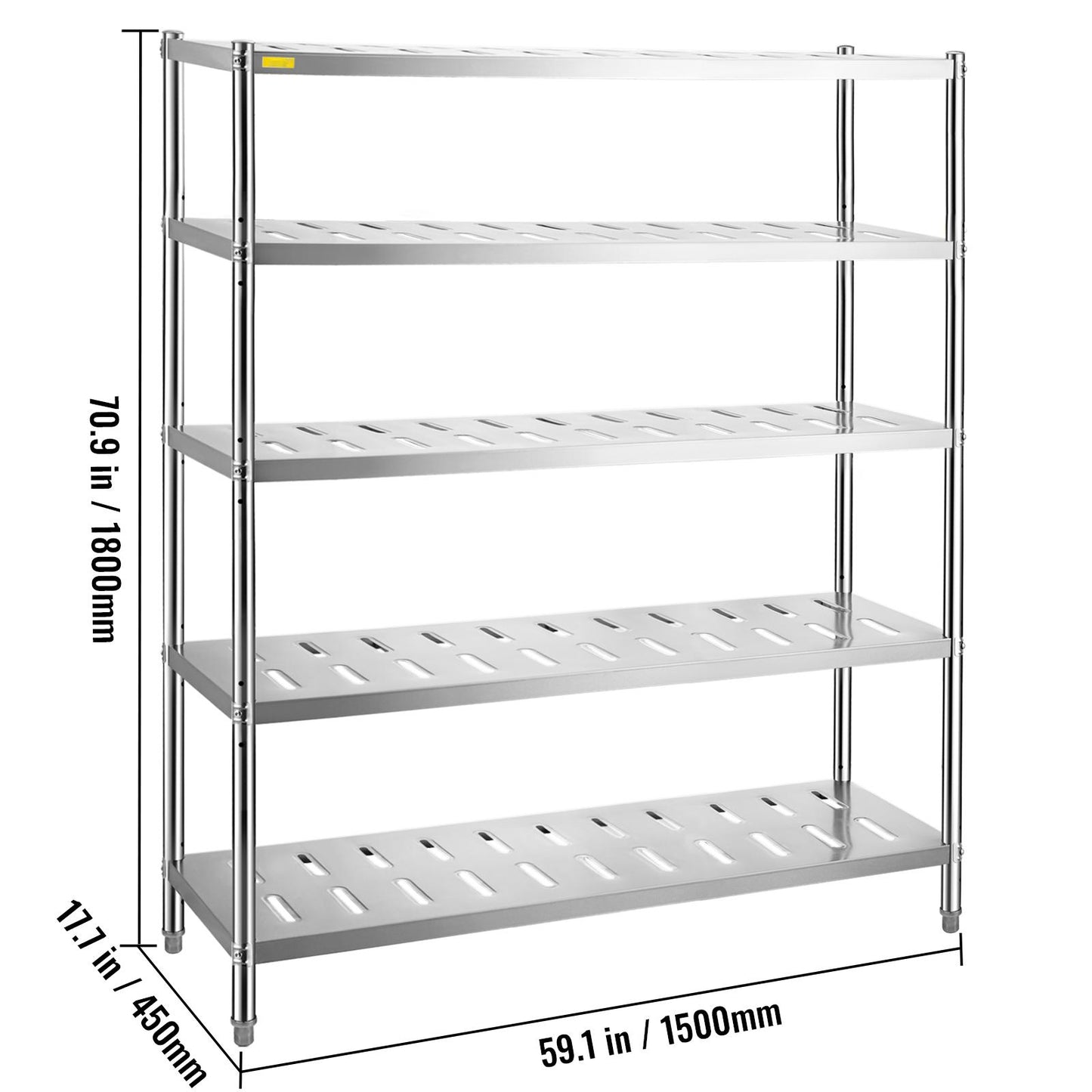 VEVOR Stainless Steel Shelving Heavy Duty Kitchen Shelf 4/5Tier Solid/Perforated