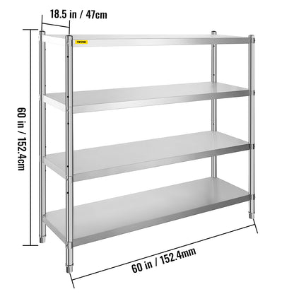 VEVOR Stainless Steel Shelving Heavy Duty Kitchen Shelf 4/5Tier Solid/Perforated
