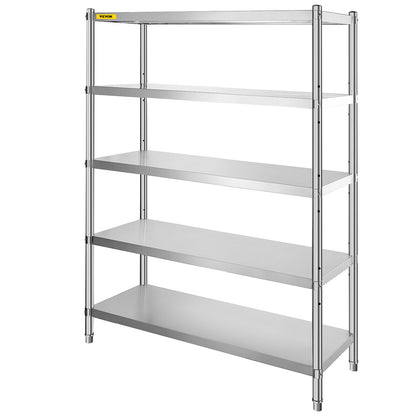 VEVOR Stainless Steel Shelving Heavy Duty Kitchen Shelf 4/5Tier Solid/Perforated