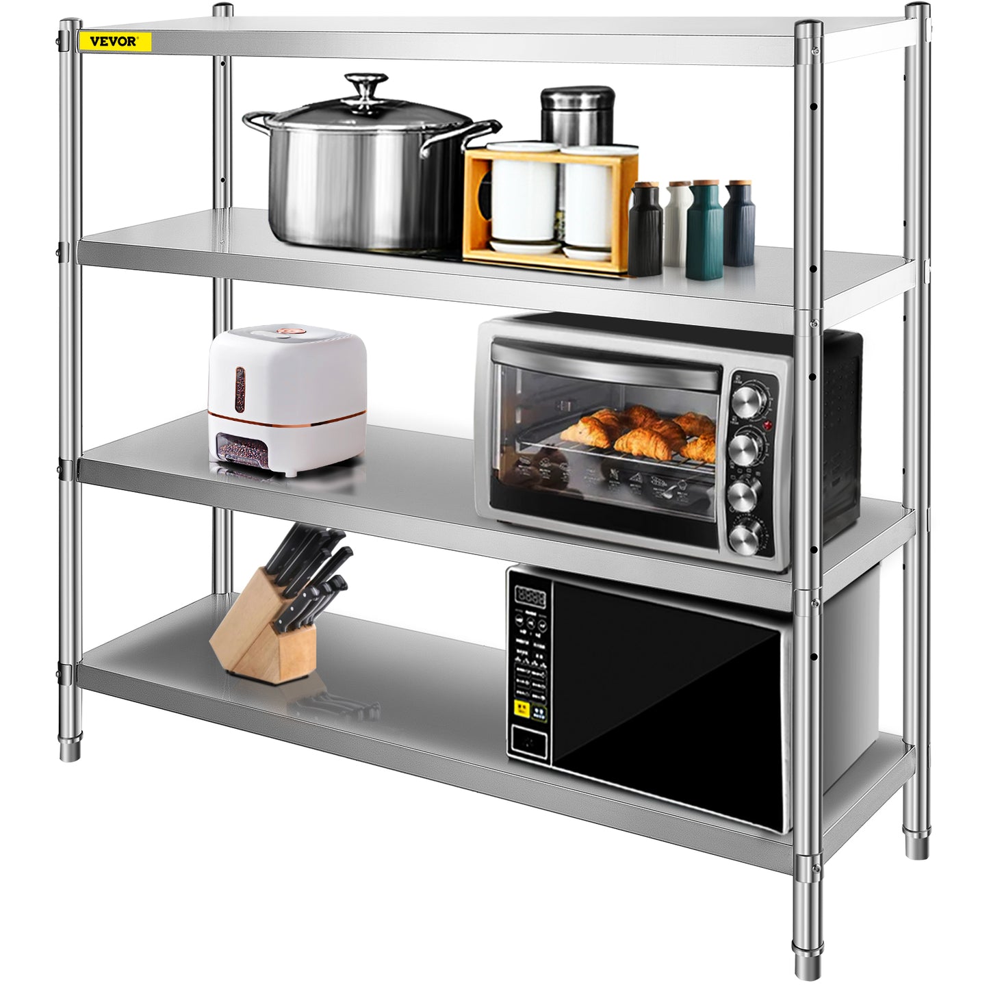 VEVOR Stainless Steel Shelving Heavy Duty Kitchen Shelf 4/5Tier Solid/Perforated