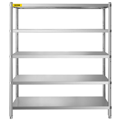 VEVOR Stainless Steel Shelving Heavy Duty Kitchen Shelf 4/5Tier Solid/Perforated