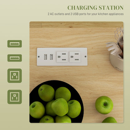 HOMCOM Kitchen Island with Storage and Power Outlets, Rolling Kitchen Cart